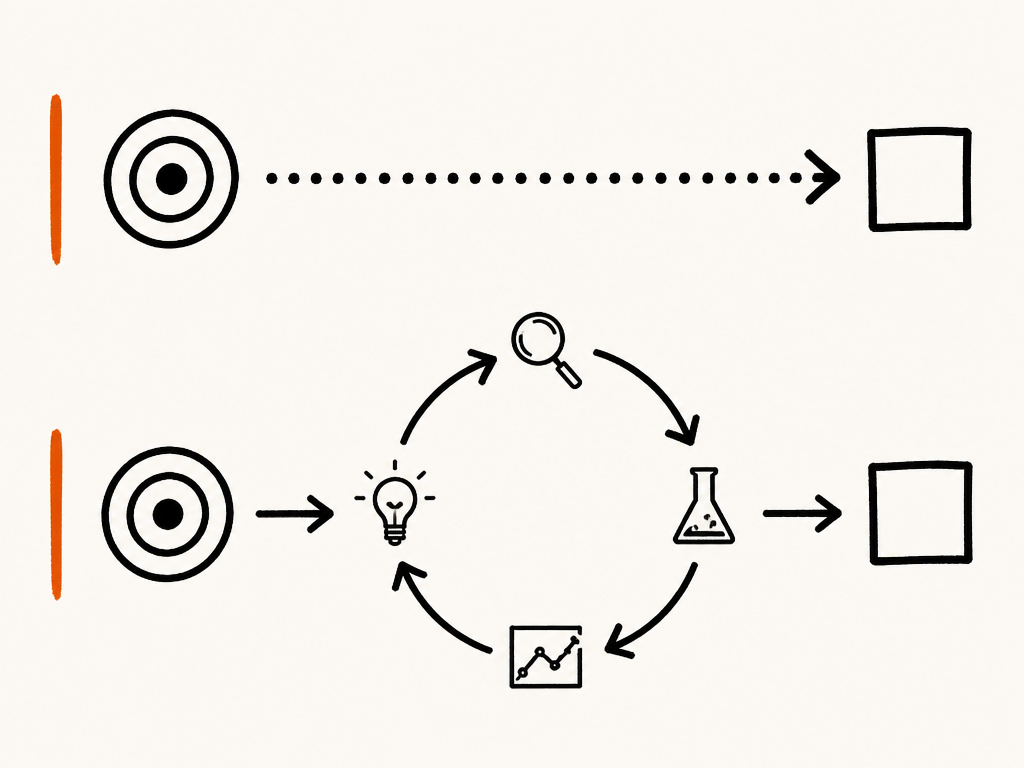 Diagram comparing a linear plan to a circular strategy theory